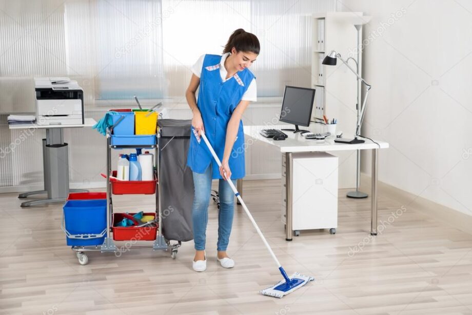 Depositphotos 97933800 Stock Photo Happy Female Janitor Mopping Floor 920×614